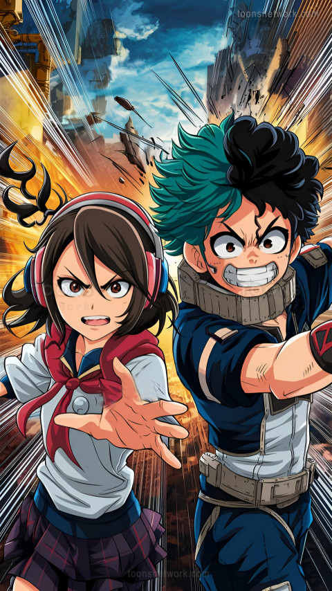 Download Anime My Hero Academia Kyoka Jiro and Deku Wallpaper #7