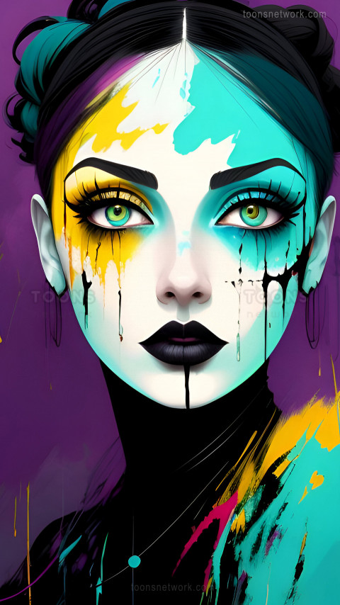 Abstract Woman Face with Color Makeup Wallpaper #26