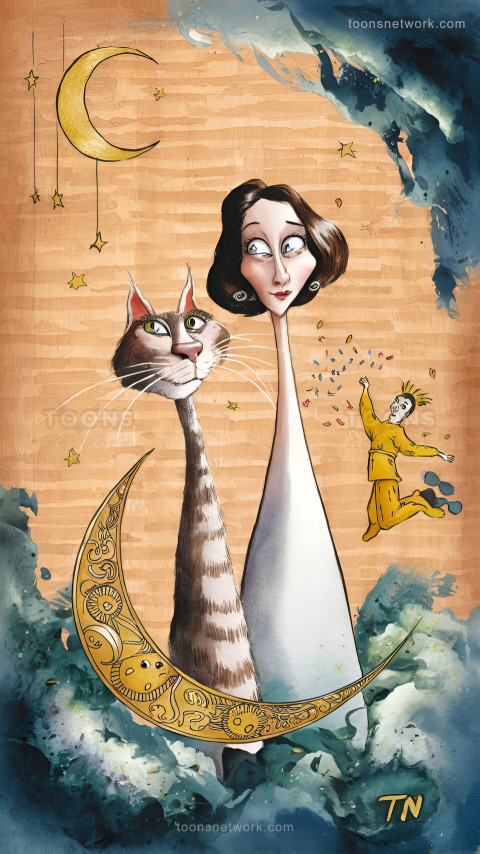 A Tall, Slender Woman and Her Equally Elongated Cat, Download Funny Wallpapers #7