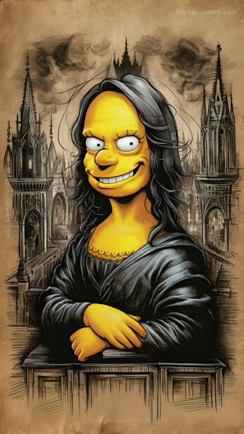 Mona Lisa, as a Yellow Character from The Simpsons, Download Funny Wallpapers #18