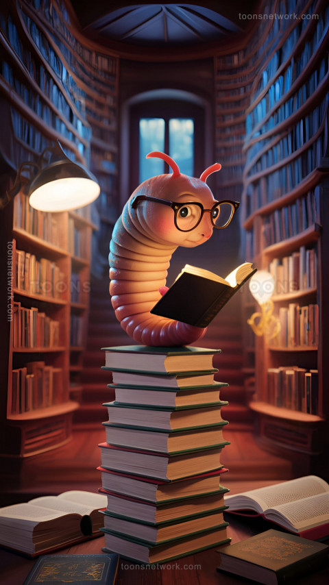 3D Quirky Adorable Bookworm, Wearing Glasses, Download Funny Wallpapers #26