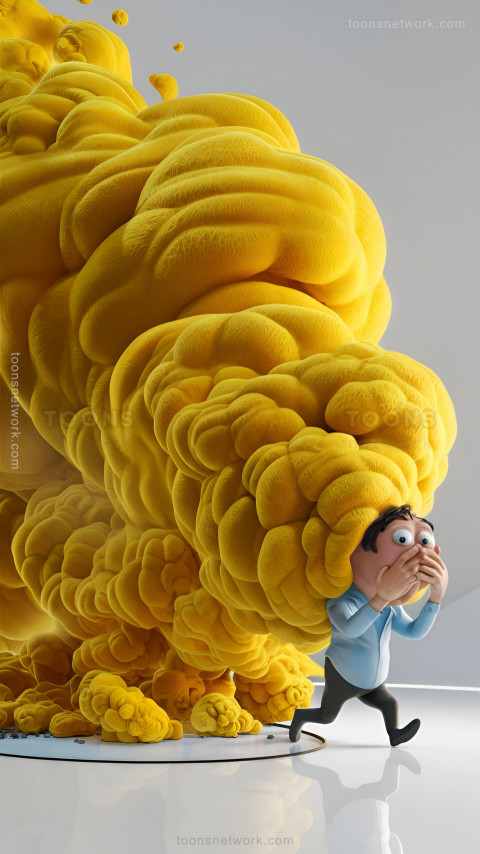 Yellow Fart Cloud Engulfing a Small, Unsuspecting Funny Person, Download Funny Wallpapers #33