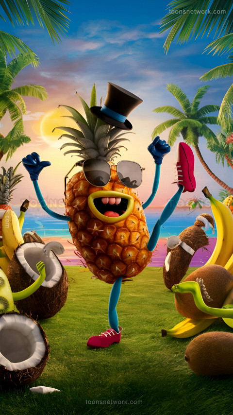 Tropical Fruit Party, Funny Dancing Pineapple, Download Funny Wallpapers #37