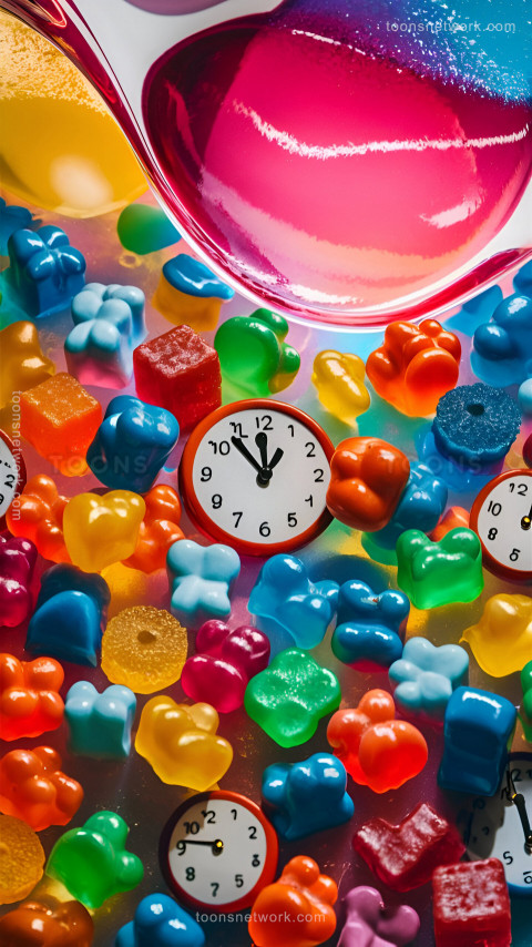 Colorful Gummies and Gummy Clock, Download Funny Wallpapers #50