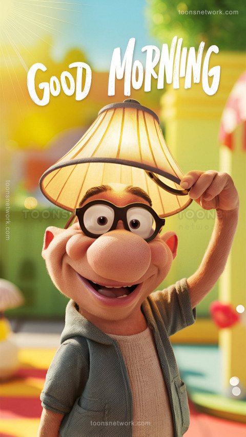 Pixar style Funny Lampshade Man Saying Good Morning, Download Funny Wallpapers #53