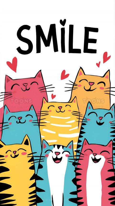 Cheerful 7 Colorful Cats, Each with a Smile, Download Funny Wallpapers #73