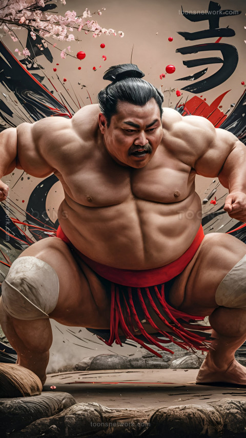 A Humorous Sumo Wrestler in Full Motion, Download Funny Wallpapers #79