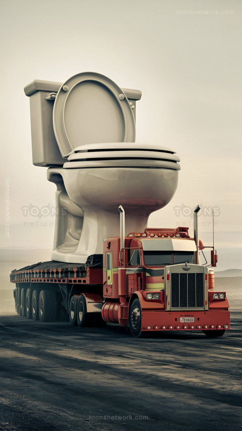 A Big lorry Carrying an Impossibly large Toilet, Download Funny Wallpapers #80