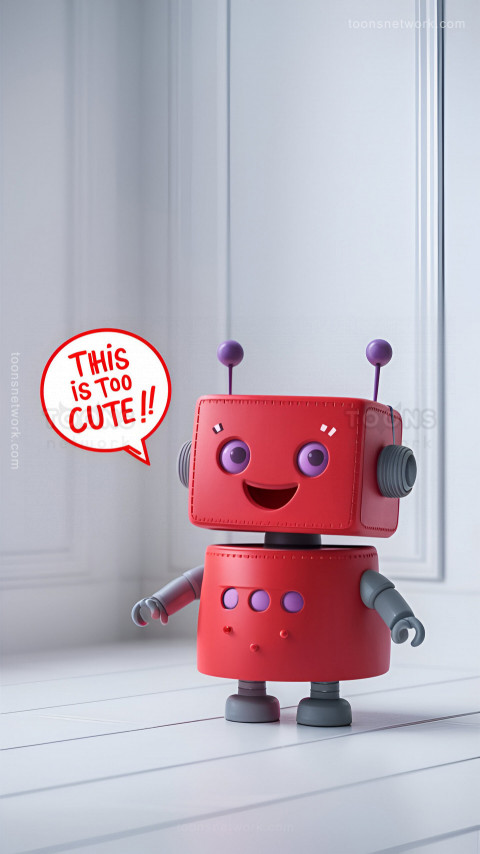 Cute Little Cheerful Red Robot, Download Funny Wallpapers #84