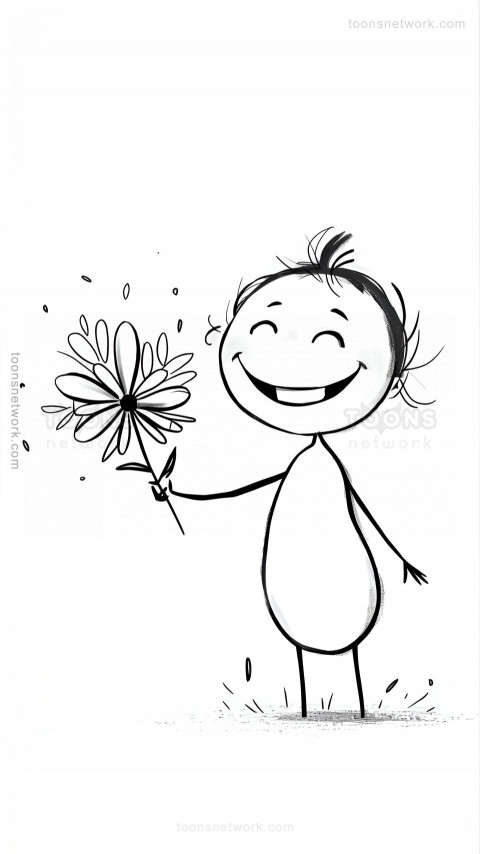 Charming Stickman Holding a Flower, Download Funny Wallpapers #87