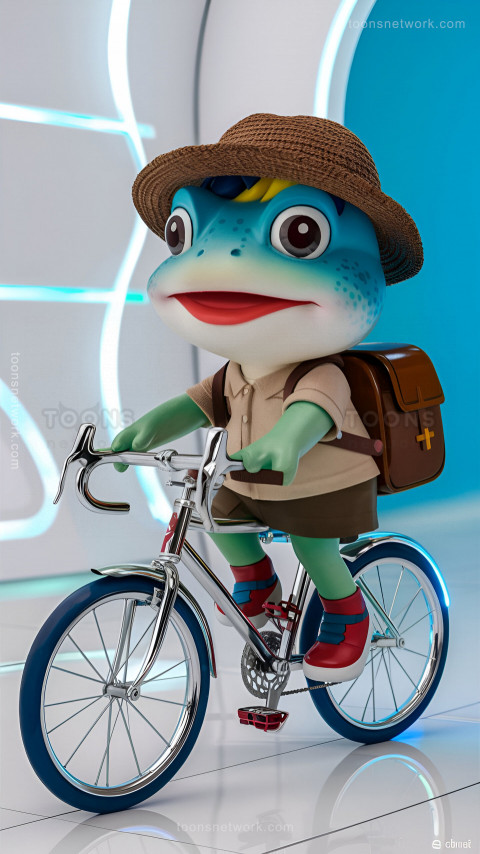 Chibi Blue Frog Cycling, Download Funny Wallpapers #97