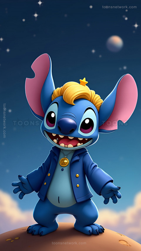 Cute Stitch Dressed up with the Blue Suit, Download Stitch Wallpaper #7