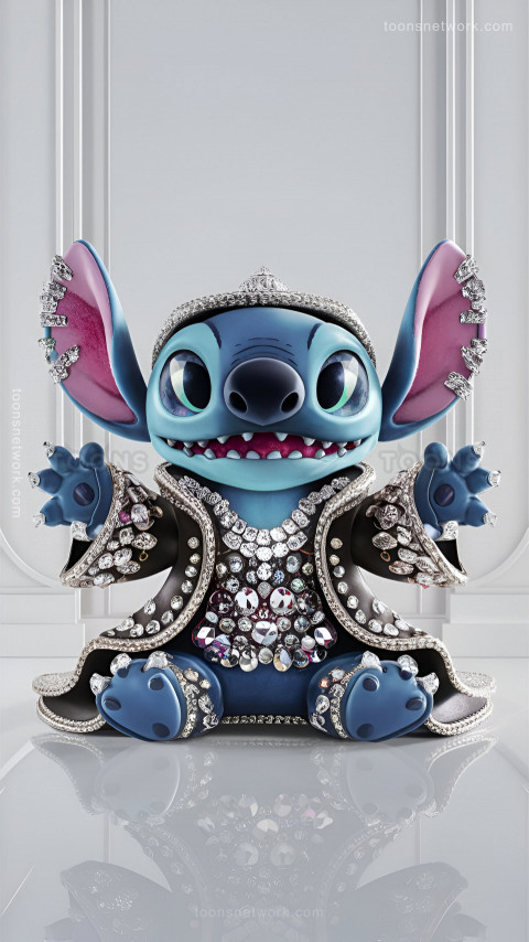 Cute Stitch adorned with Crystal Outfit, Download Stitch Wallpaper #8