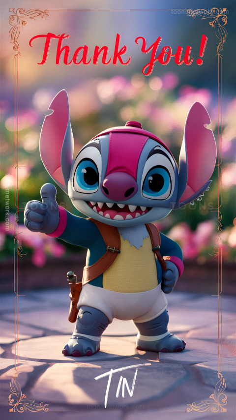 Cute Stitch with a Yellow Shirt, White shorts, Download Stitch Wallpaper #15