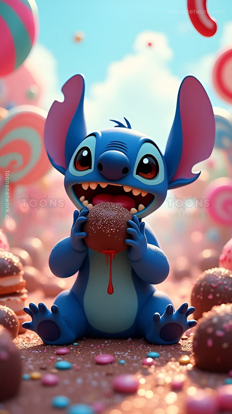 Cute Stitch eating Candy and Sweets, Download Stitch Wallpaper #24