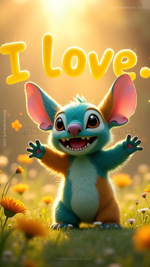 Cute Sticht and I love Message, Download Stitch Wallpaper #26