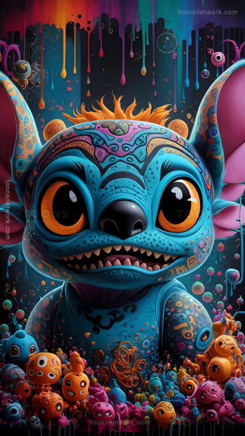 Cute Stitch face with Dark Fantasy Painting, Download Stitch Wallpaper #33