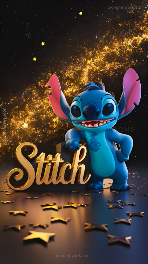 Stylish Stitch stands in a Celestial Background, Download Stitch Wallpaper #52