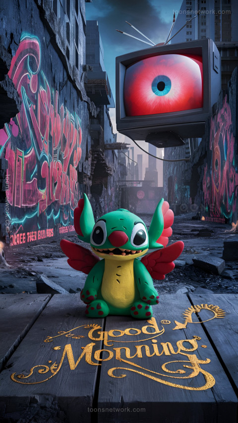 Cute Stitch in a Lonely City, Download Stitch Wallpaper #53