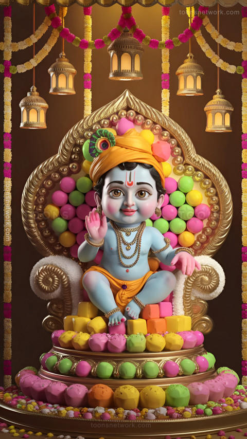 Laddu Gopal with colorful Sweets, Download Krishna Wallpaper #12