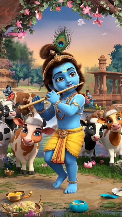 Young Krishna with a yellow Dhoti, Download Krishna Wallpaper #36