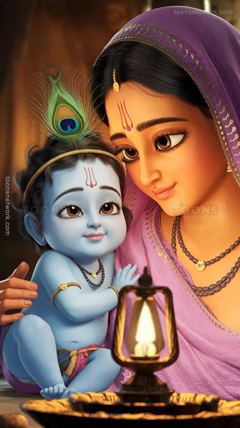 Baby Krishna and Maa Yashoda, Download Krishna Wallpaper #37