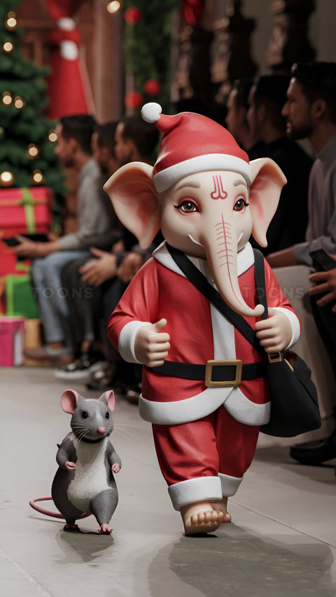 Cute Ganesha dressed as Santa Claus, Download Ganesh Images #33