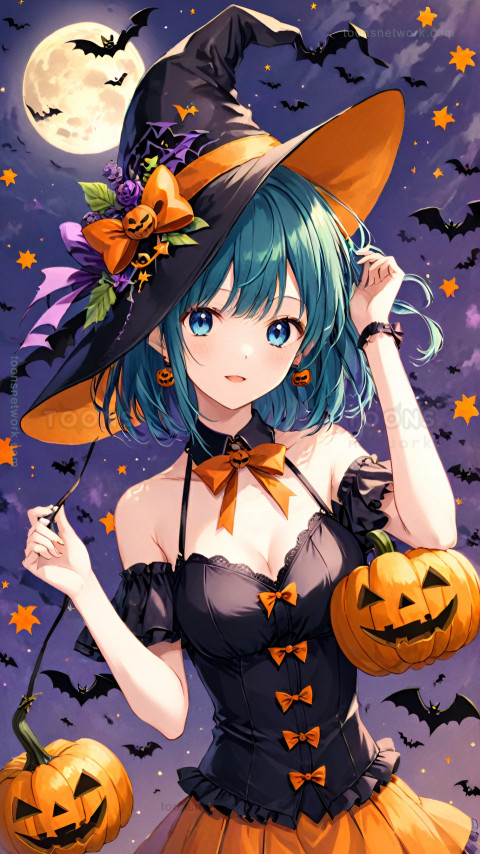 Halloween Anime Girl, Pumpkin, Download Halloween Wallpaper #8