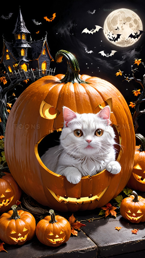 Halloween Pumpkin and Cat, Download Halloween Wallpaper #13