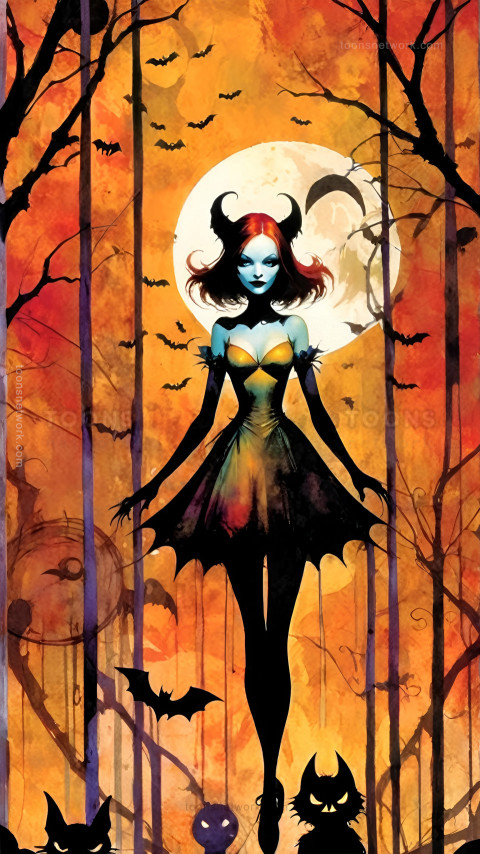 Halloween Girl, Cats, Download Halloween Wallpaper #19