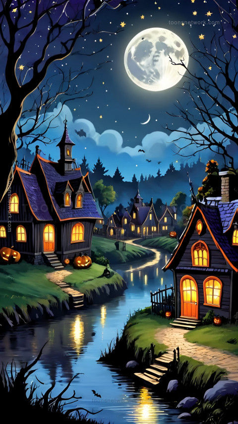 Halloween City, Moon, Download Halloween Wallpaper #28