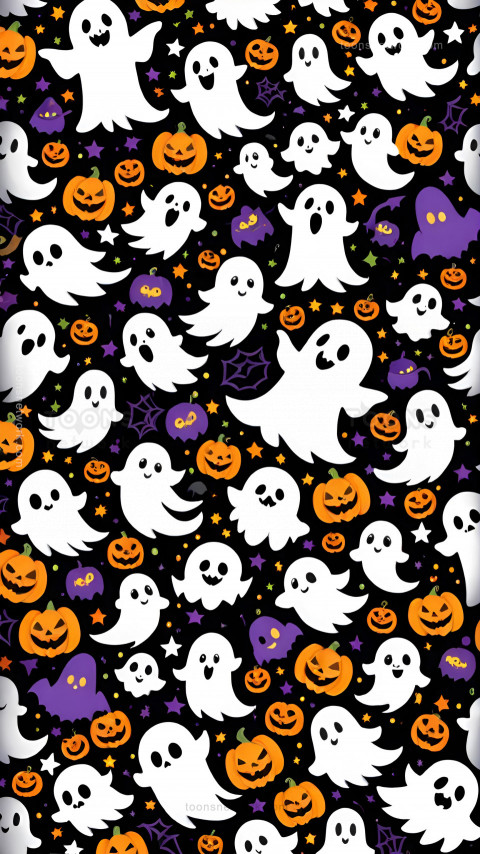 Halloween Ghost Pattern, Pumpkins, Download Halloween Wallpaper #40