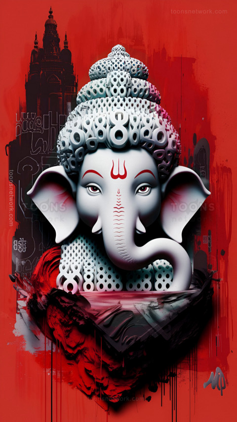 Conceptual white Portrait of Little Ganesha, Download Ganesh Images #45