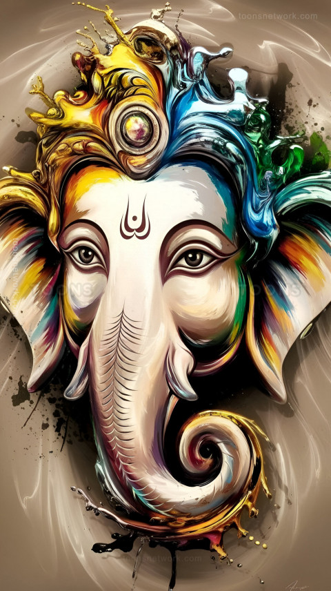 3D Abstract close up of Lord Ganesha face, Download Ganesh Images #47