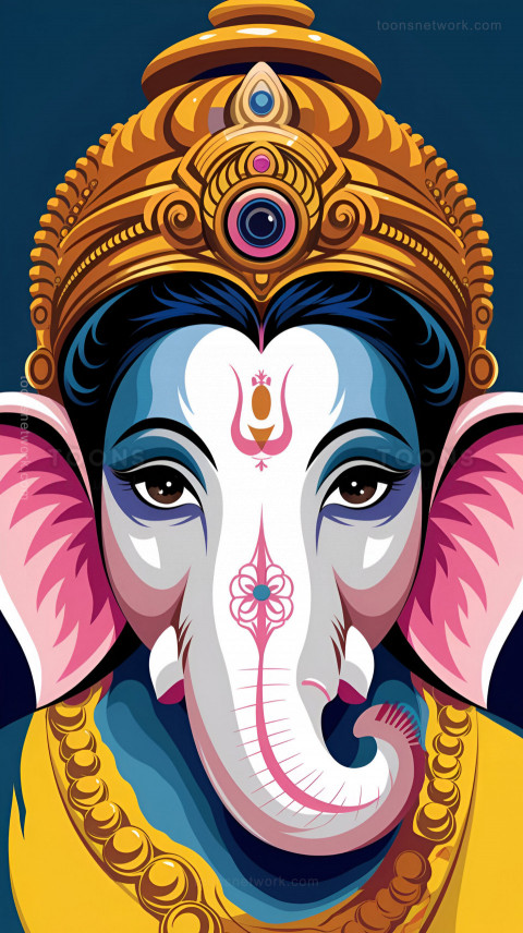 Modern style watercolor illustration of Lord Ganesha face, Download Ganesh Images #50