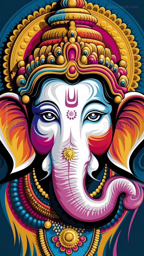 Watercolor portrait of Lord Ganesha face, Download Ganesh Images #52