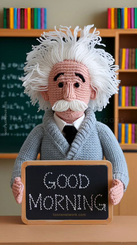 Yarn Portrait of Albert Einstein, Download Good Morning Images #27